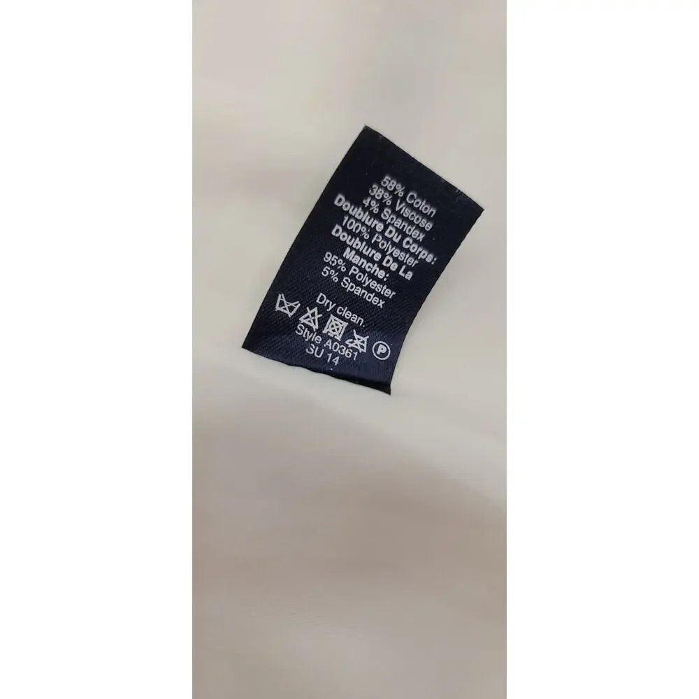 J CREW Thompson Blazer Womens SZ 0 Bi Stretch Schoolboy Jacket Ecru A03651
